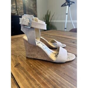 Sam Edelman Willow Taupe Suede Wedge Sandals Size 7.5